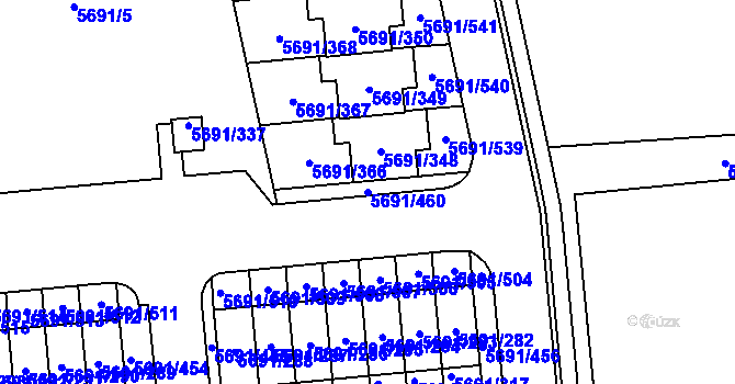 Parcela st. 5691/460 v KÚ Jihlava, Katastrální mapa