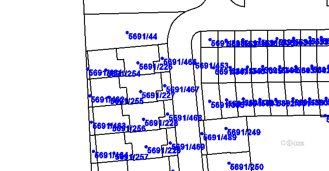 Parcela st. 5691/467 v KÚ Jihlava, Katastrální mapa