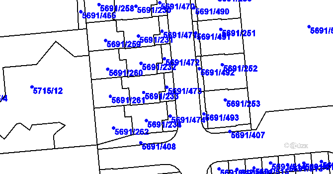 Parcela st. 5691/473 v KÚ Jihlava, Katastrální mapa