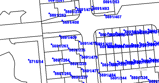 Parcela st. 5691/475 v KÚ Jihlava, Katastrální mapa