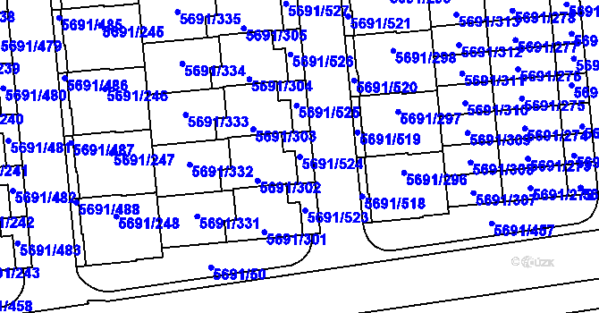 Parcela st. 5691/524 v KÚ Jihlava, Katastrální mapa