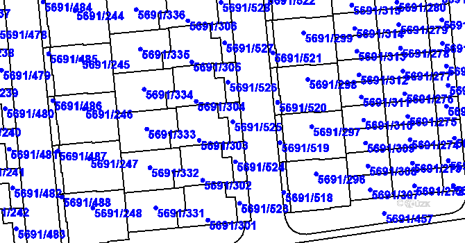 Parcela st. 5691/525 v KÚ Jihlava, Katastrální mapa