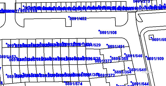 Parcela st. 5691/529 v KÚ Jihlava, Katastrální mapa