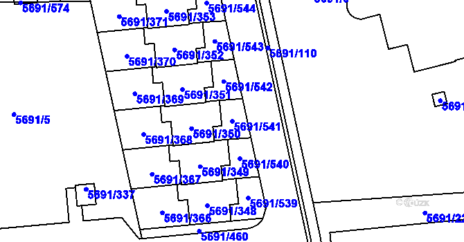 Parcela st. 5691/541 v KÚ Jihlava, Katastrální mapa