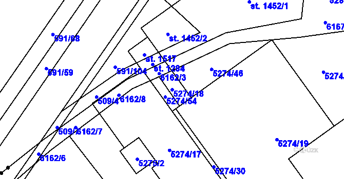 Parcela st. 5274/18 v KÚ Jihlava, Katastrální mapa