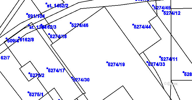 Parcela st. 5274/19 v KÚ Jihlava, Katastrální mapa