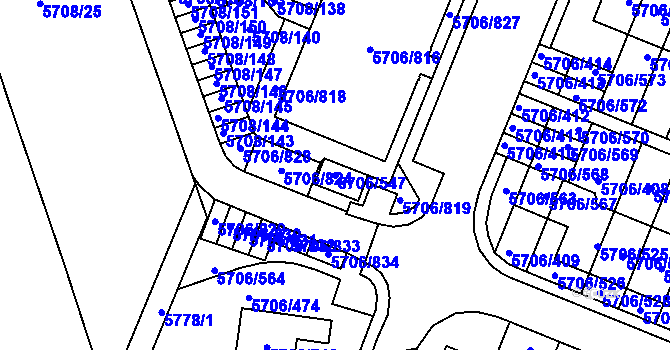 Parcela st. 5706/547 v KÚ Jihlava, Katastrální mapa