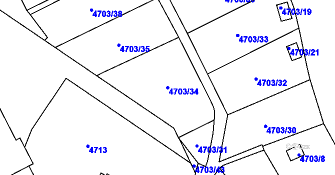 Parcela st. 4703/34 v KÚ Jihlava, Katastrální mapa