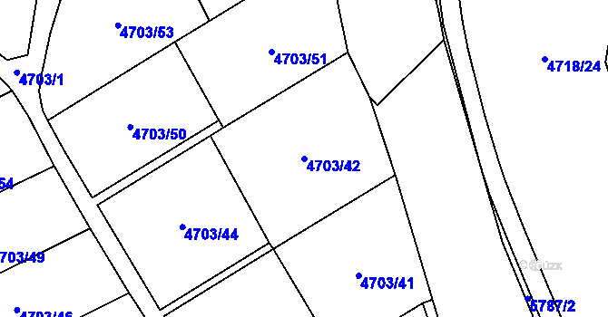 Parcela st. 4703/42 v KÚ Jihlava, Katastrální mapa