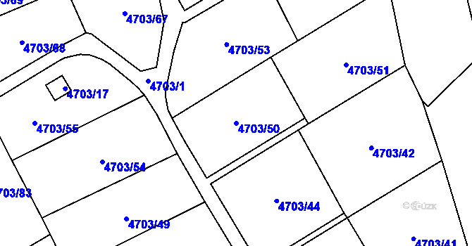 Parcela st. 4703/50 v KÚ Jihlava, Katastrální mapa