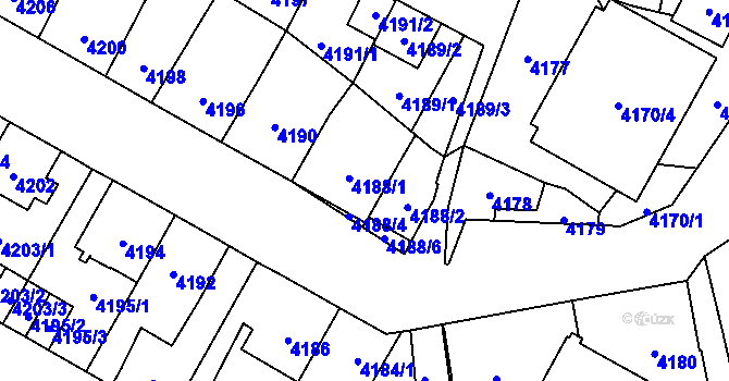 Parcela st. 4188/1 v KÚ Jihlava, Katastrální mapa