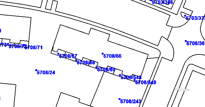 Parcela st. 5708/66 v KÚ Jihlava, Katastrální mapa