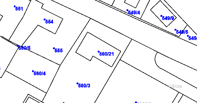 Parcela st. 560/21 v KÚ Jihlava, Katastrální mapa