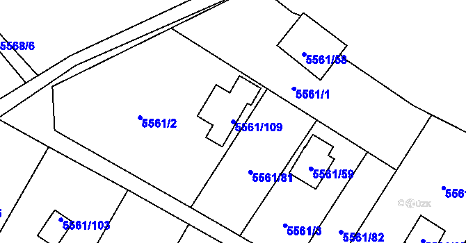 Parcela st. 5561/109 v KÚ Jihlava, Katastrální mapa