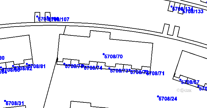 Parcela st. 5708/70 v KÚ Jihlava, Katastrální mapa