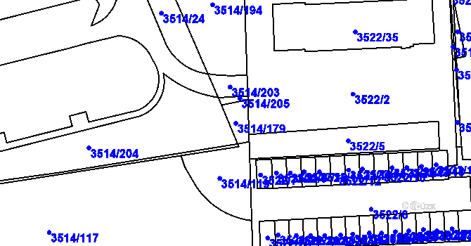 Parcela st. 3514/179 v KÚ Jihlava, Katastrální mapa