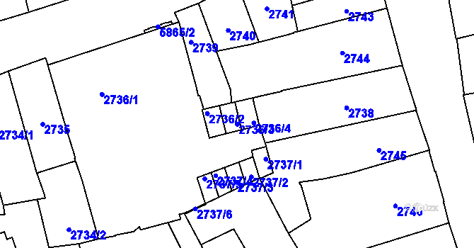Parcela st. 2736/3 v KÚ Jihlava, Katastrální mapa