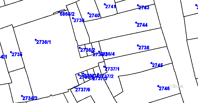 Parcela st. 2736/4 v KÚ Jihlava, Katastrální mapa
