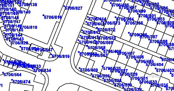 Parcela st. 5706/568 v KÚ Jihlava, Katastrální mapa