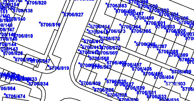 Parcela st. 5706/569 v KÚ Jihlava, Katastrální mapa