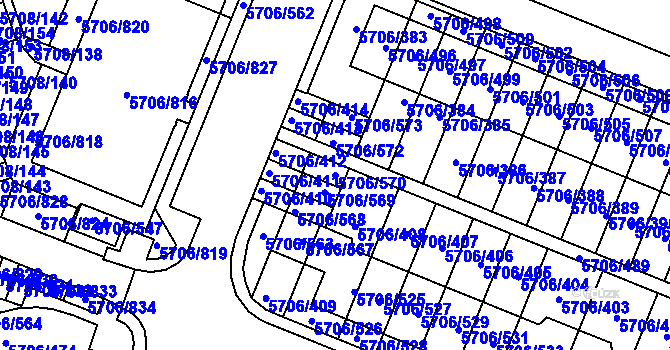 Parcela st. 5706/570 v KÚ Jihlava, Katastrální mapa