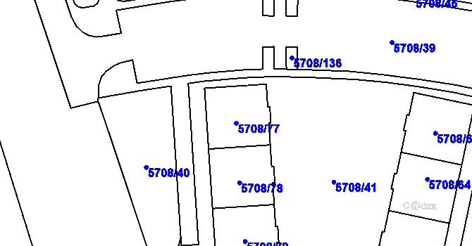 Parcela st. 5708/77 v KÚ Jihlava, Katastrální mapa