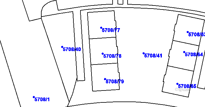 Parcela st. 5708/78 v KÚ Jihlava, Katastrální mapa