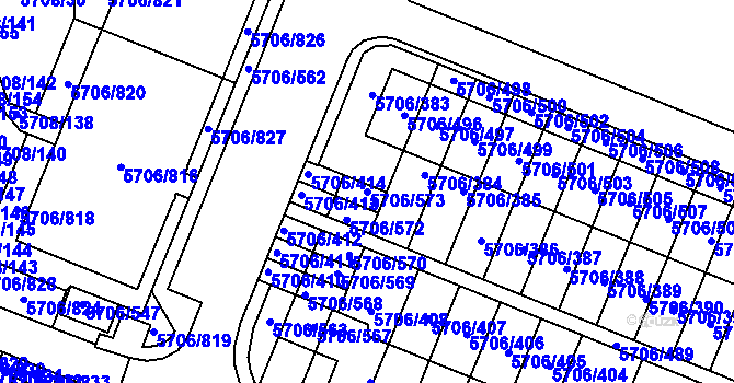 Parcela st. 5706/573 v KÚ Jihlava, Katastrální mapa