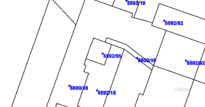 Parcela st. 5592/95 v KÚ Jihlava, Katastrální mapa