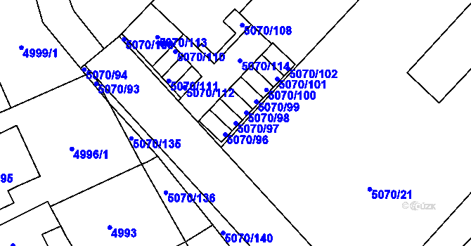 Parcela st. 5070/97 v KÚ Jihlava, Katastrální mapa