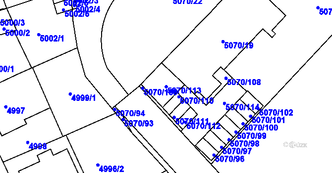 Parcela st. 5070/113 v KÚ Jihlava, Katastrální mapa