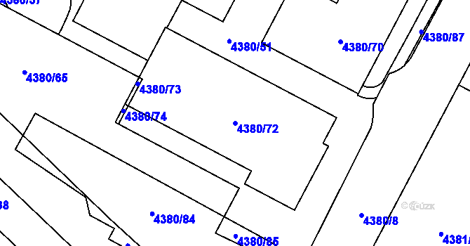 Parcela st. 4380/72 v KÚ Jihlava, Katastrální mapa