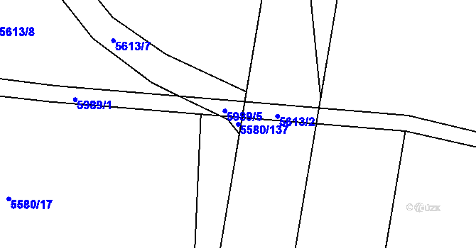 Parcela st. 5580/137 v KÚ Jihlava, Katastrální mapa
