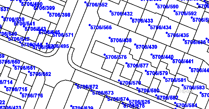 Parcela st. 5706/576 v KÚ Jihlava, Katastrální mapa
