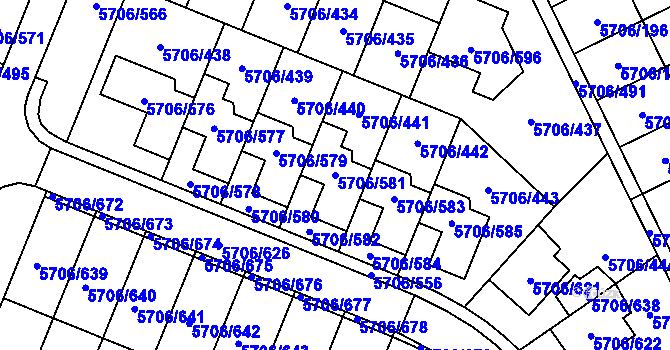 Parcela st. 5706/581 v KÚ Jihlava, Katastrální mapa