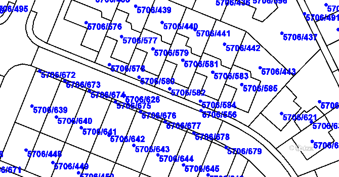 Parcela st. 5706/582 v KÚ Jihlava, Katastrální mapa