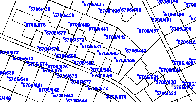 Parcela st. 5706/583 v KÚ Jihlava, Katastrální mapa