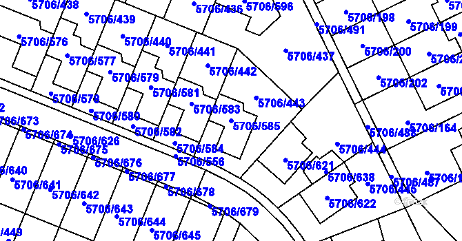 Parcela st. 5706/585 v KÚ Jihlava, Katastrální mapa