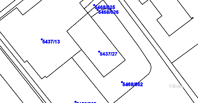 Parcela st. 5437/27 v KÚ Jihlava, Katastrální mapa