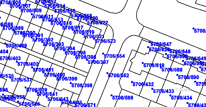 Parcela st. 5706/554 v KÚ Jihlava, Katastrální mapa