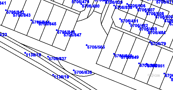 Parcela st. 5706/565 v KÚ Jihlava, Katastrální mapa