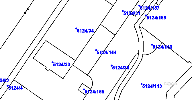 Parcela st. 5124/144 v KÚ Jihlava, Katastrální mapa