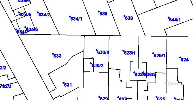 Parcela st. 630/1 v KÚ Jihlava, Katastrální mapa