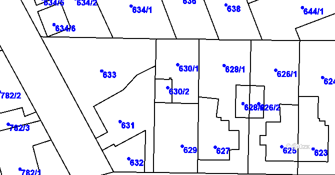 Parcela st. 630/2 v KÚ Jihlava, Katastrální mapa