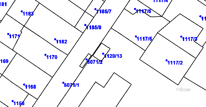 Parcela st. 1120/13 v KÚ Jihlava, Katastrální mapa