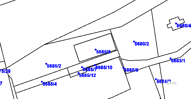 Parcela st. 5685/8 v KÚ Jihlava, Katastrální mapa