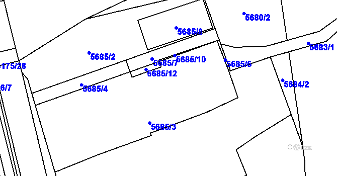 Parcela st. 5685/11 v KÚ Jihlava, Katastrální mapa
