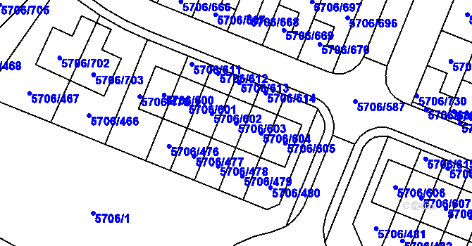 Parcela st. 5706/603 v KÚ Jihlava, Katastrální mapa