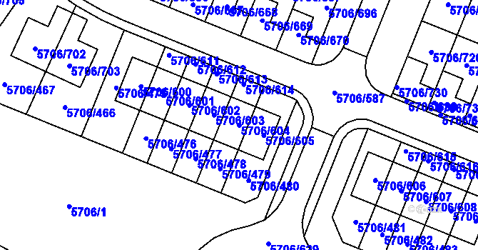 Parcela st. 5706/604 v KÚ Jihlava, Katastrální mapa