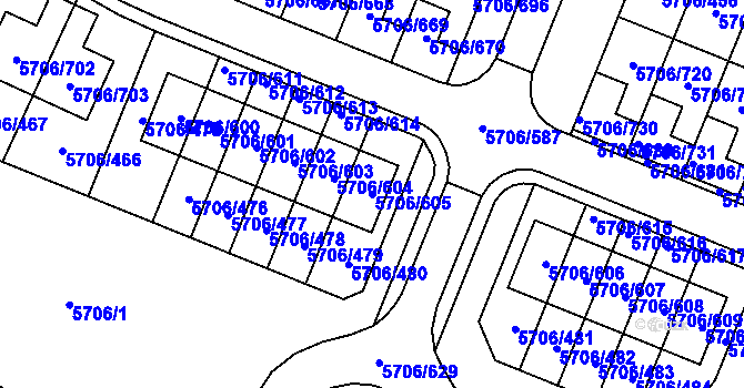 Parcela st. 5706/605 v KÚ Jihlava, Katastrální mapa